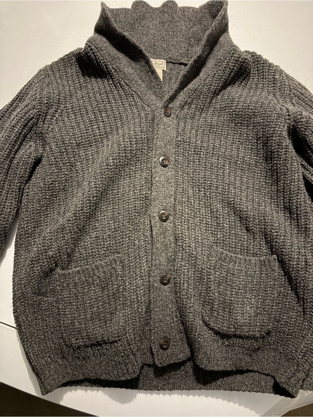 L.L. Bean Men’s Dark Gray Shawl Collar Button Cardigan